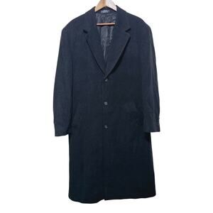 Chereskin Cashmere Blend Coat Men's Size 42R Trench Coat Black Pockets Business